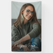 おめでとうモダン大学院卒業写真スクリプト 横断幕 (縦)