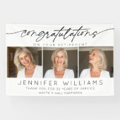 おめでとうモダン退職スクリプト3写真 横断幕 (横)