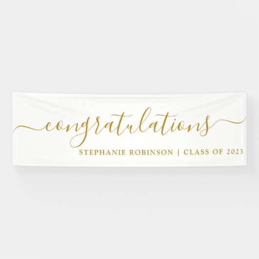 おめでとうモダン金ゴールドカスタム卒業 横断幕 (横)