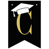 おめでとうモダン金ゴールドブラック卒業パーティー バンティングフラッグ (第1の旗)