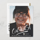 おめでとうモダンGradスクリプトPhoto Gradパーティー インビテーションポストカード (正面/裏面)