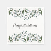 おめでとうユーカリプスグリーンリーフローラ スタンダードカクテルナプキン (正面)