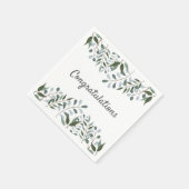 おめでとうユーカリプスグリーンリーフローラ スタンダードカクテルナプキン (角)