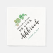 おめでとうユーカリ葉植物学結婚の スタンダードカクテルナプキン (正面)
