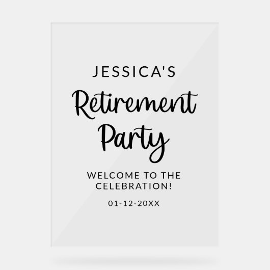 おめでとうリタイアパーティーウェルカムアクリルサイン アクリルサイン (正面)