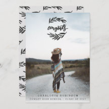 おめでとうリースポートレート – 白黒