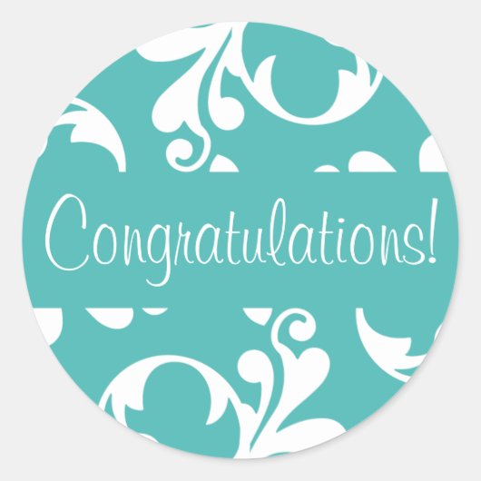 おめでとうリーフフローリッシュ封筒用シール ラウンドシール (正面)