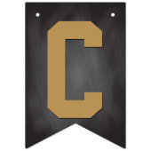 おめでとうヴィンテージシャルボードブラック金ゴールド バンティングフラッグ (第1の旗)