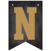 おめでとうヴィンテージシャルボードブラック金ゴールド バンティングフラッグ (第3の旗)