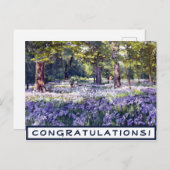 おめでとうヴィンテージ紫フローラ ポストカード (正面/裏面)