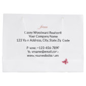 おめでとう不動産エージェント ピンクの花をあなたに ラージペーパーバッグ (裏面)