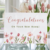 おめでとう不動産エージェント ピンクの花をあなたに ラージペーパーバッグ