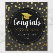 おめでとう任意の年の大学院金ゴールド紙吹雪 ワインラベル (シングルラベル)