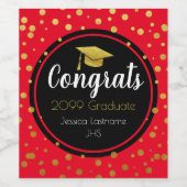 おめでとう任意の年の大学院金ゴールド紙吹雪 ワインラベル (シングルラベル)