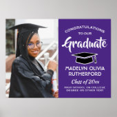 おめでとう写真紫と白の卒業式パーティー ポスター (正面)