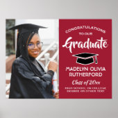 おめでとう写真赤黒白卒業 ポスター (正面)