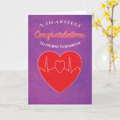 おめでとう卒業ナースハート紫 カード (黄色い花)