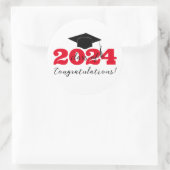 おめでとう卒業ハットレッド白黒 ラウンドシール (バッグ)