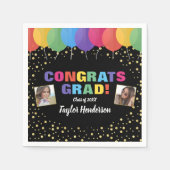 おめでとう卒業バルーン紙吹雪のグラフ スタンダードカクテルナプキン (正面)