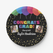 おめでとう卒業バルーン紙吹雪のグラフ ペーパープレート (正面)