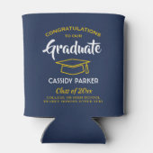 おめでとう卒業パーティネイビーブルー金ゴールドイエロー 缶クーラー (裏面)