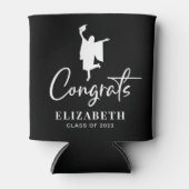 おめでとう卒業パーティブラック 缶クーラー (正面)