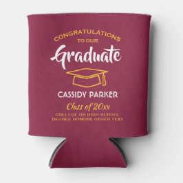 おめでとう卒業パーティマルーンレッド金ゴールドイエロー 缶クーラー