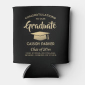 おめでとう卒業パーティーエレガントブラック&金ゴールド 缶クーラー (正面)