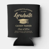 おめでとう卒業パーティーエレガントブラック&金ゴールド 缶クーラー (裏面)