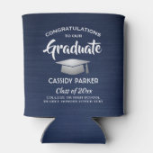 おめでとう卒業パーティーブラシネイビーブルーホワイト 缶クーラー (裏面)