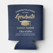 おめでとう卒業パーティーブラシ海軍金ゴールドホワイト 缶クーラー (裏面)