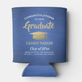 おめでとう卒業パーティーブラッシュブルー金ゴールドホワイト 缶クーラー (裏面)