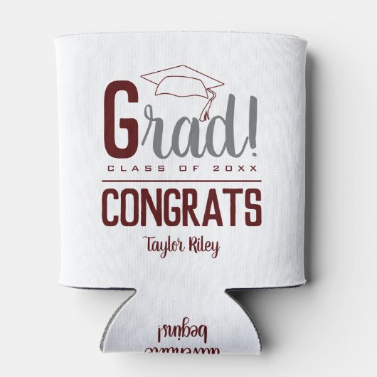 おめでとう卒業パーティーマルーンアンドグレー 缶クーラー (裏面)