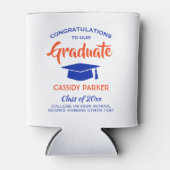 おめでとう卒業パーティーモダンオレンジアンドブルー 缶クーラー (正面)