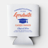 おめでとう卒業パーティーモダンオレンジアンドブルー 缶クーラー (裏面)