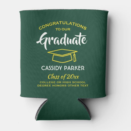 おめでとう卒業パーティーモダングリーン金ゴールド黄 缶クーラー (正面)