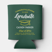 おめでとう卒業パーティーモダングリーン金ゴールド黄 缶クーラー (裏面)