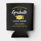 おめでとう卒業パーティーモダンブラック金ゴールドイエロー 缶クーラー (正面)