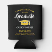 おめでとう卒業パーティーモダンブラック金ゴールドイエロー 缶クーラー (裏面)