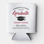 おめでとう卒業パーティーモダンレッドホワイト&ブラック 缶クーラー (正面)