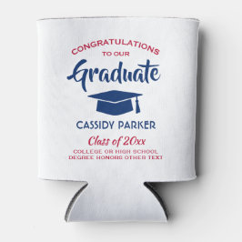 おめでとう卒業パーティーモダンレッドホワイト&ブルー 缶クーラー