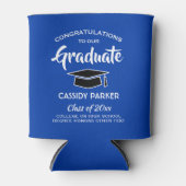 おめでとう卒業パーティーモダン王室のブルーホワイト 缶クーラー (正面)