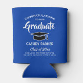 おめでとう卒業パーティーモダン王室のブルーホワイト 缶クーラー (裏面)