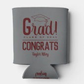 おめでとう卒業パーティー深いマルーンアンドグレー 缶クーラー (裏面)