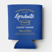 おめでとう卒業パーティー王室のブルー金ゴールド黄 缶クーラー (裏面)