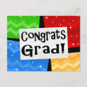 おめでとう卒業フェスティバル数々のカラー卒業パーティー インビテーションポストカード (正面)
