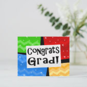 おめでとう卒業フェスティバル数々のカラー卒業パーティー インビテーションポストカード (スタンド正面)