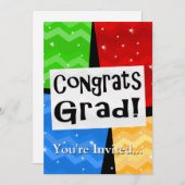 おめでとう卒業フェスティバル数々のカラー卒業パーティー 招待状 (正面/裏面)