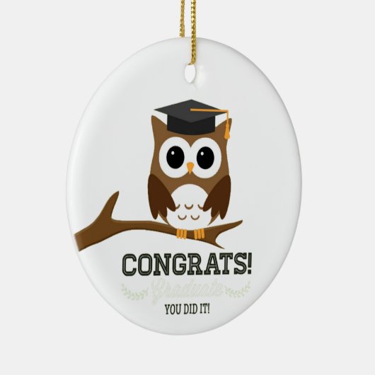 おめでとう卒業フクロウ セラミックオーナメント (右)