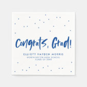 おめでとう卒業ブルー紙吹雪 スタンダードカクテルナプキン (正面)